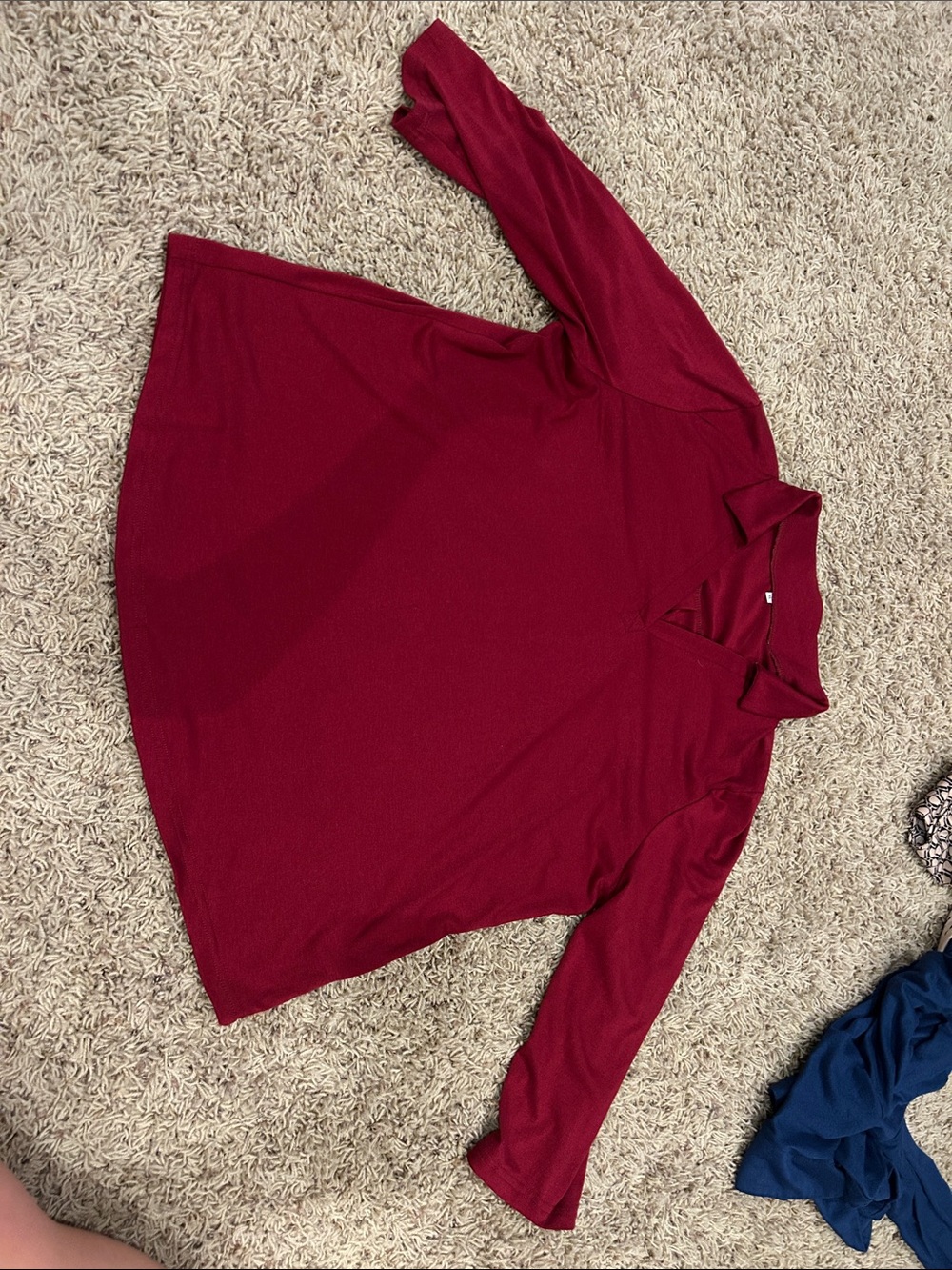 Women's Long Sleeve Polo Top - Burgundy